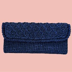 Vintage Navy Crochet Clutch – Made in Japan
